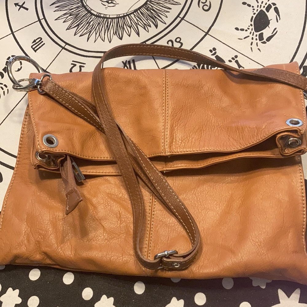 Vera Pelle Leather Crossbody Bag Tan